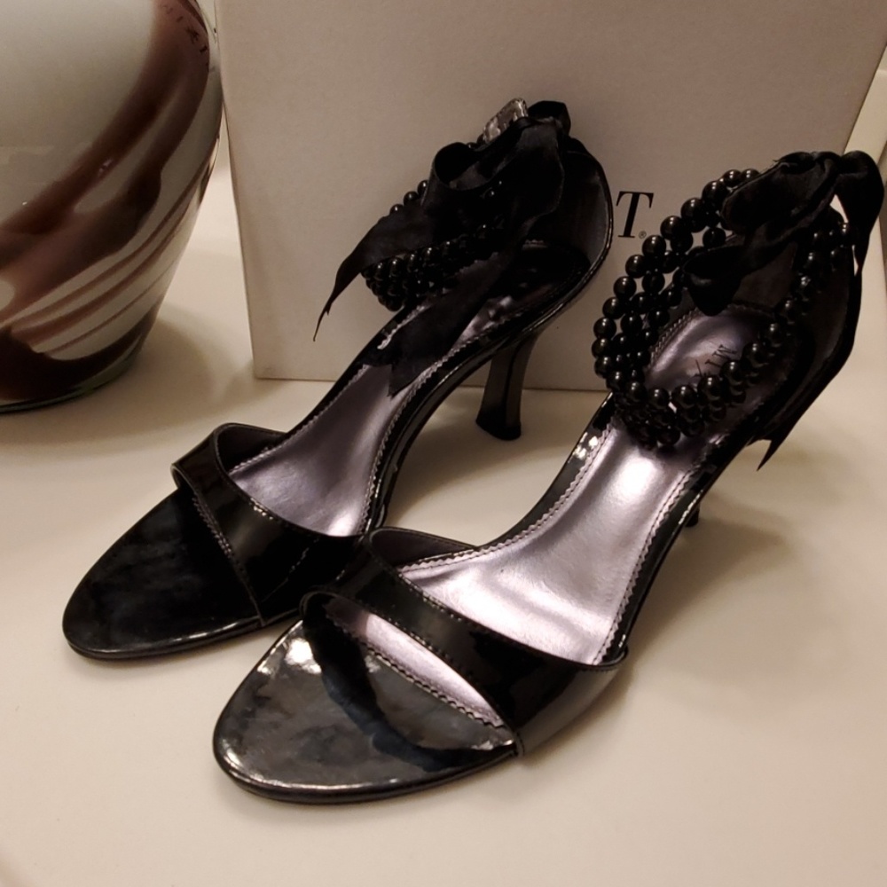 Mixit Patent Leather Heel with Beaded Strap